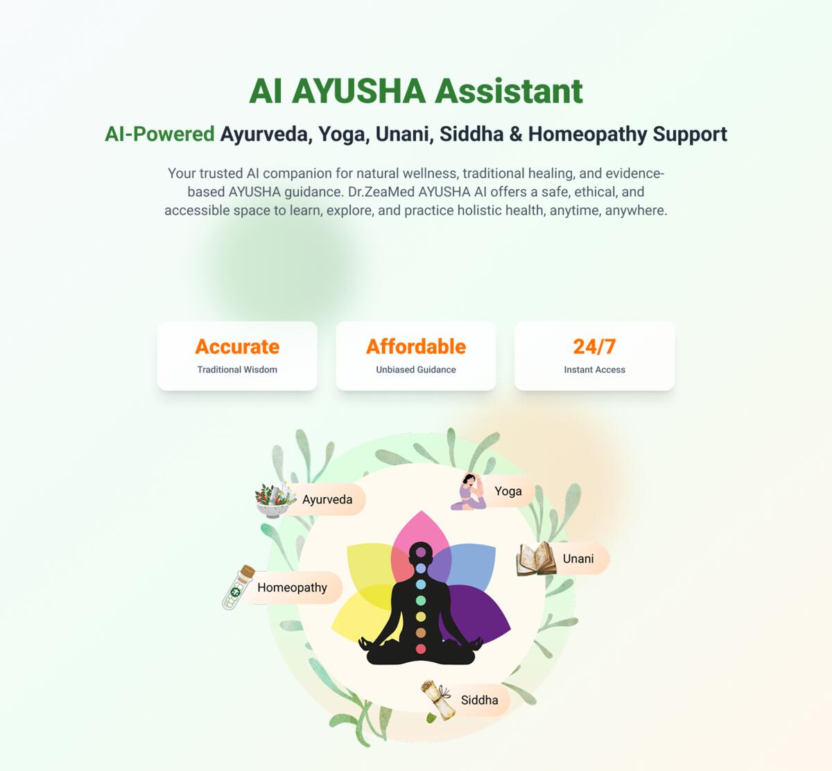 AI AYUSHA Assistant - AI-Powered Ayurveda, Yoga, Unani, Siddha & Homeopathy Support